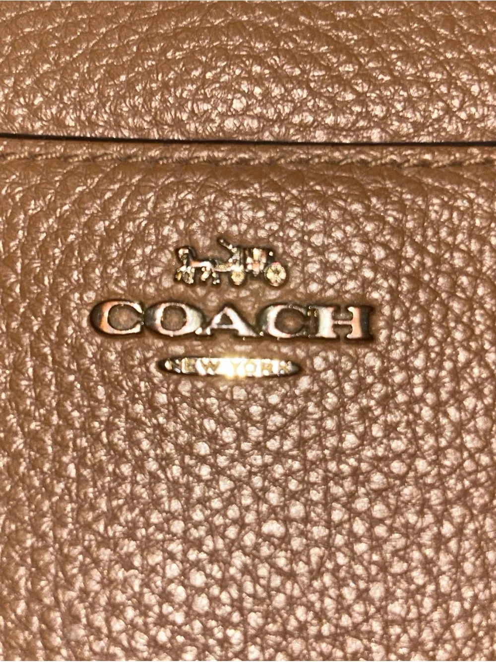 Coach Zip-Around Pebbled Leather Wallet in Cognac
